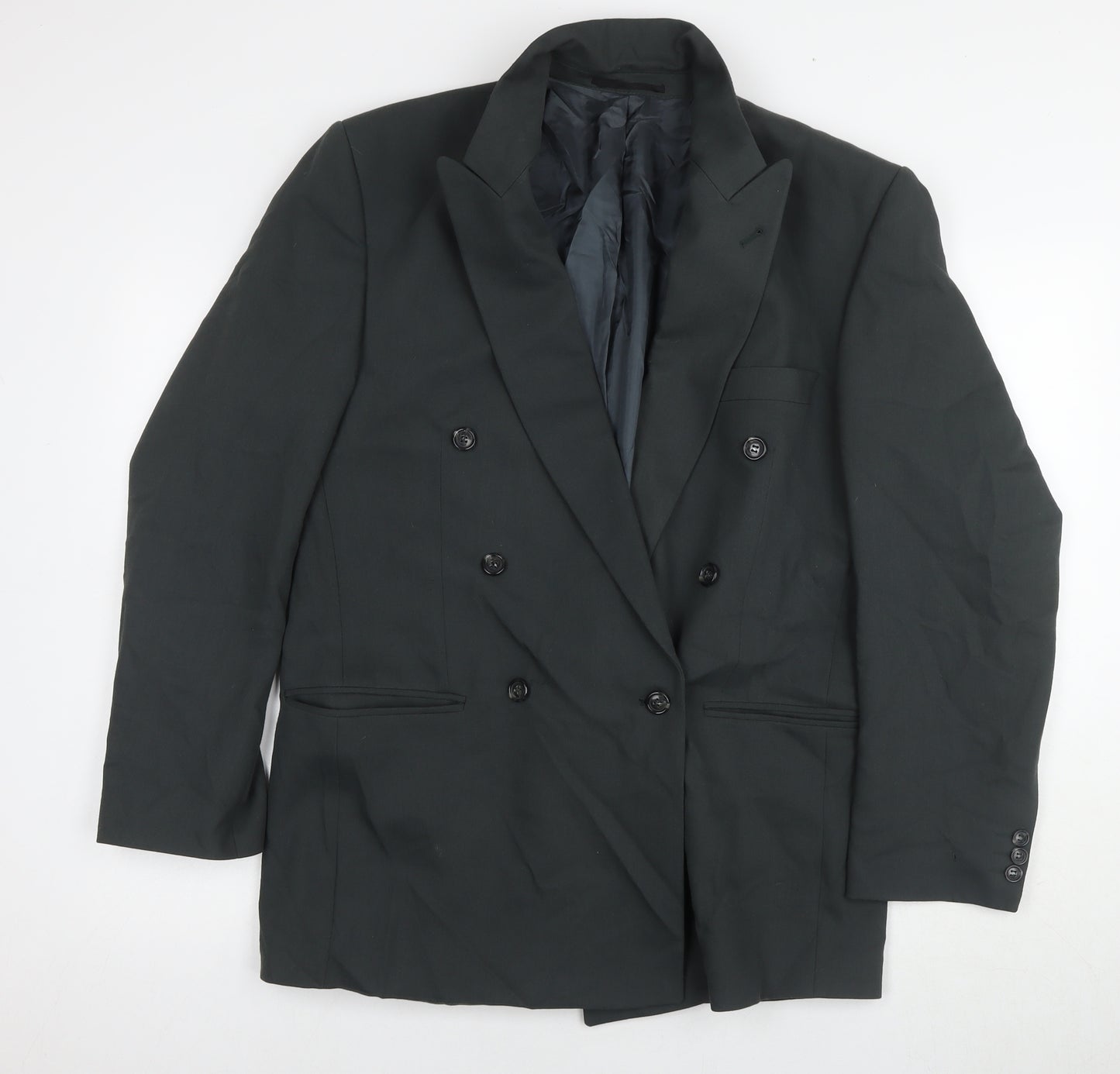 R.S.V.P Men's Black Double-Breasted Blazer, Size 40R