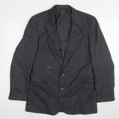 Burton Men's Grey Striped Suit Jacket, Size 36