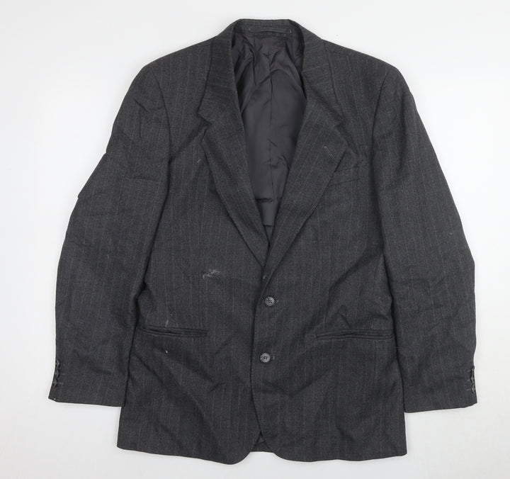 Burton Men's Grey Striped Suit Jacket, Size 36