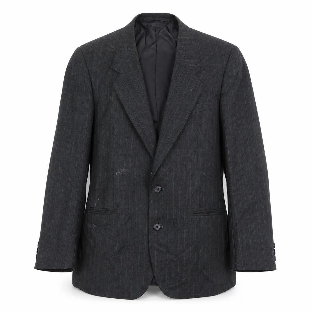 Front view of Burton Men's Grey Striped Suit Jacket, size 36