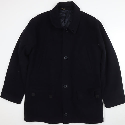 Carabou Men's Black Wool Blend Coat - Size L