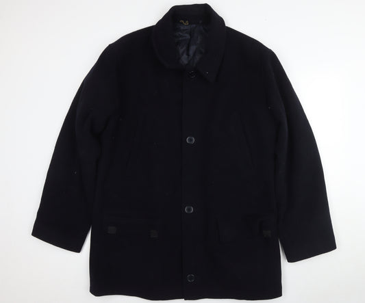 Carabou Men's Black Wool Blend Coat - Size L