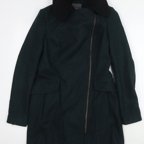 Next Women's Green Wool Blend Biker Coat Size 6