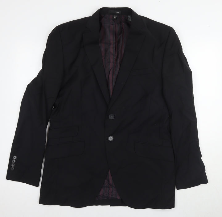 Zara Men's Black Blazer 40 Single-Breasted Wool Blend