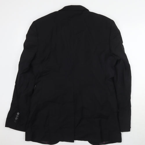 Zara Men's Black Blazer 40 Single-Breasted Wool Blend