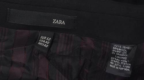Zara Men's Black Blazer 40 Single-Breasted Wool Blend