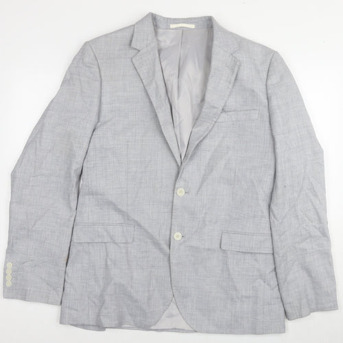 Marks and Spencer Men's Grey Linen Blazer, Size 42L