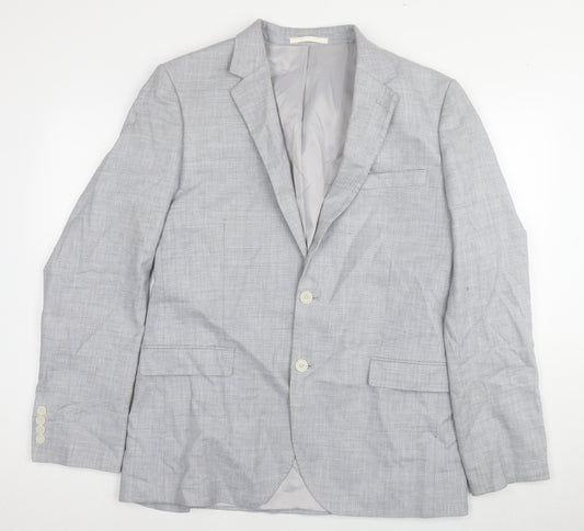 Marks and Spencer Men's Grey Linen Blazer, Size 42L