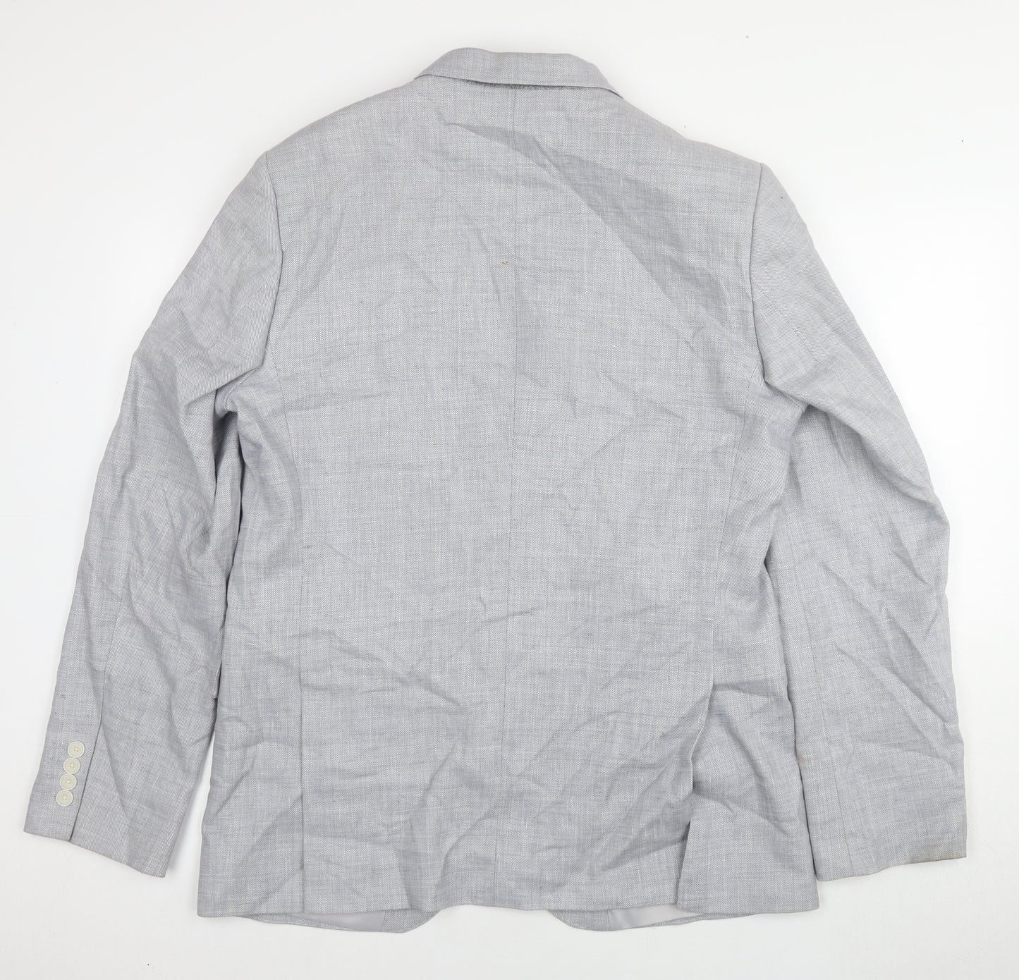 Marks and Spencer Men's Grey Linen Blazer, Size 42L