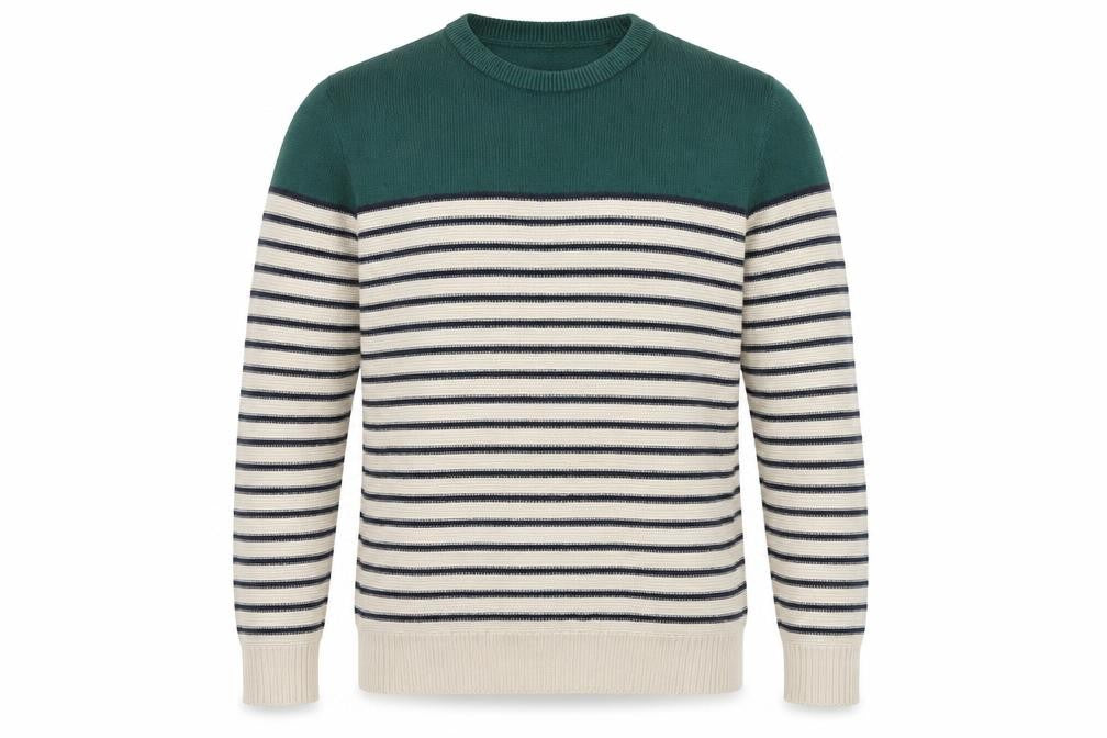 Front view of River Island Men's Large Green Striped jumper