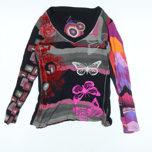 Desigual Women's Top XS Multicoloured Viscose V-Neck