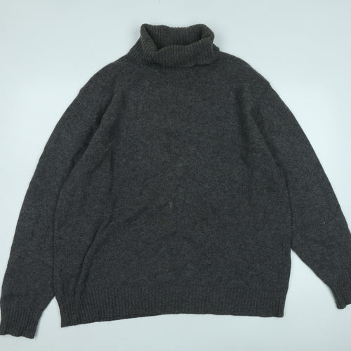 Jaeger Men's Grey Wool Cashmere Roll Neck Jumper XL