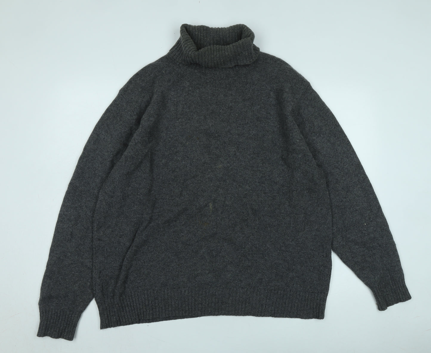 Jaeger Men's Grey Wool Cashmere Roll Neck Jumper XL