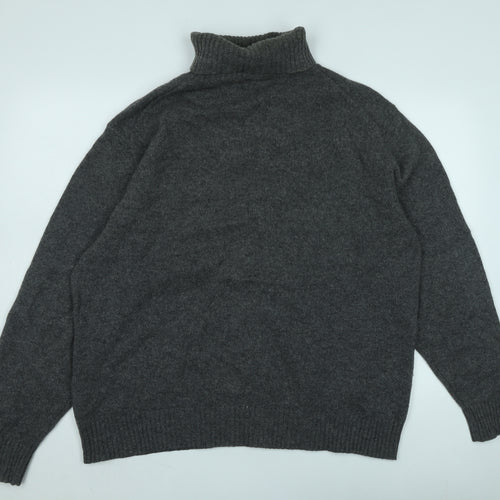 Jaeger Men's Grey Wool Cashmere Roll Neck Jumper XL