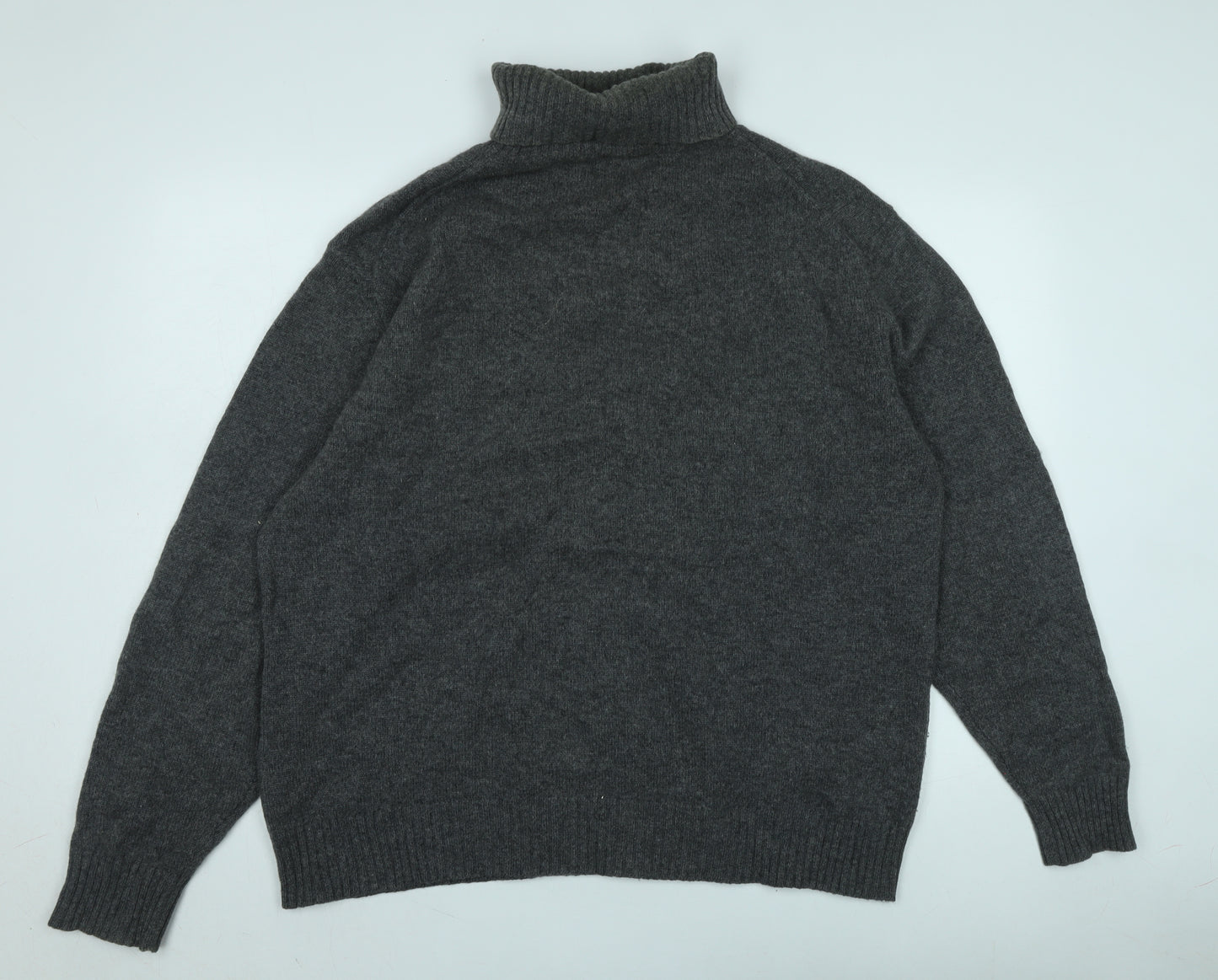Jaeger Men's Grey Wool Cashmere Roll Neck Jumper XL