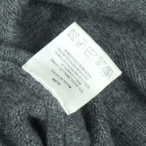 Jaeger Men's Grey Wool Cashmere Roll Neck Jumper XL