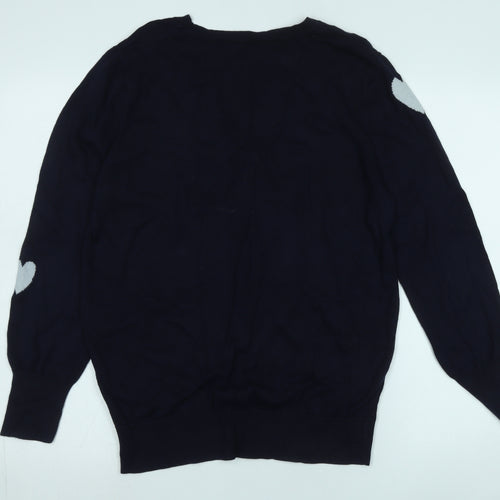Oasis Women's Black Heart Jumper, L, Cotton Knit Pullover