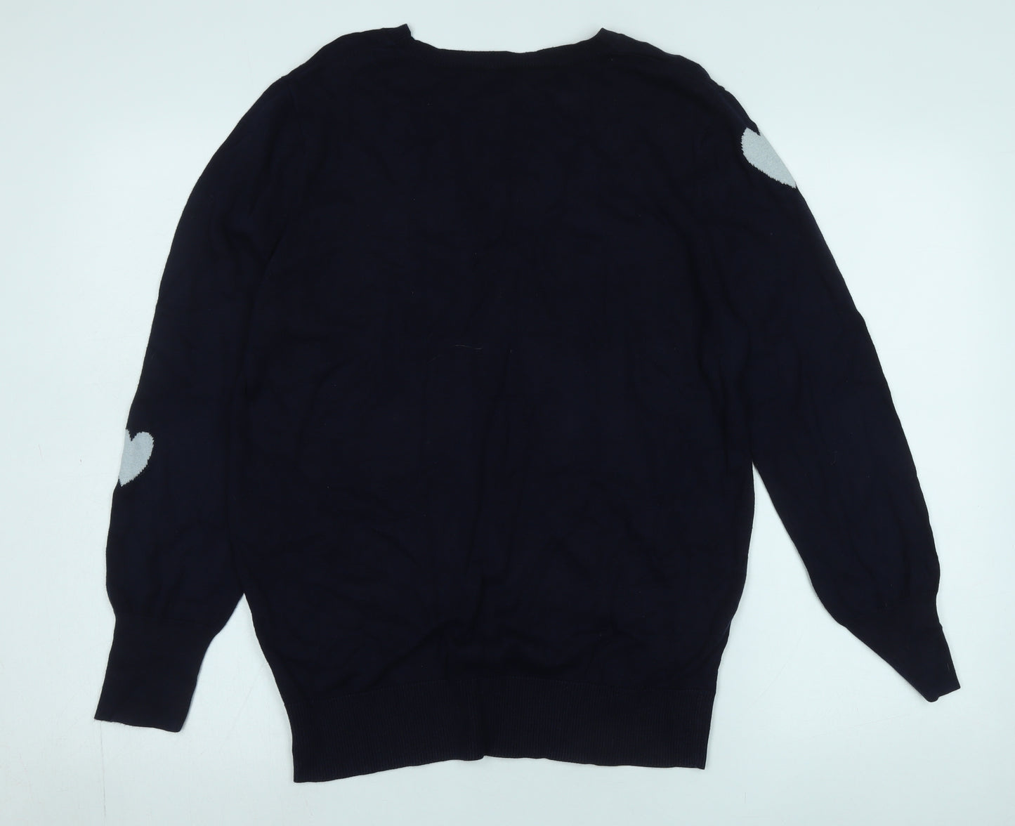 Oasis Women's Black Heart Jumper, L, Cotton Knit Pullover