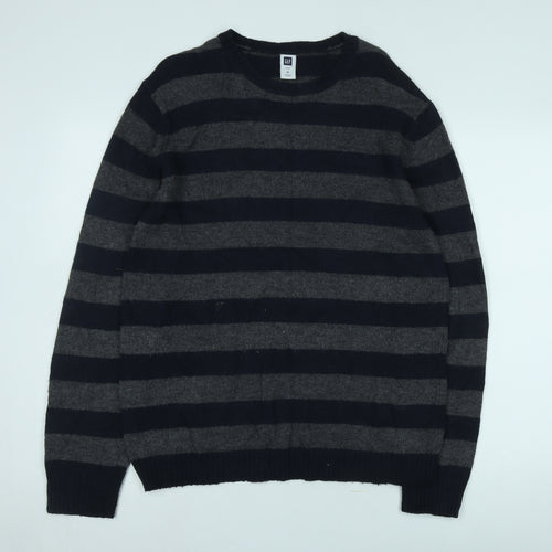 GAP Men's Grey Striped Pullover Jumper M