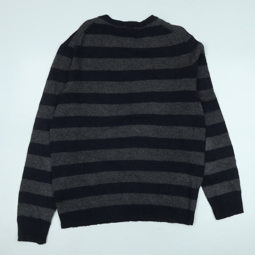 GAP Men's Grey Striped Pullover Jumper M