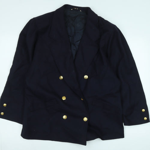 DAKS Women's Blue Wool Blazer Size 12 Classic Style