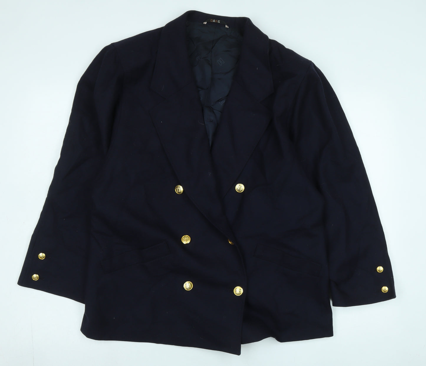 DAKS Women's Blue Wool Blazer Size 12 Classic Style
