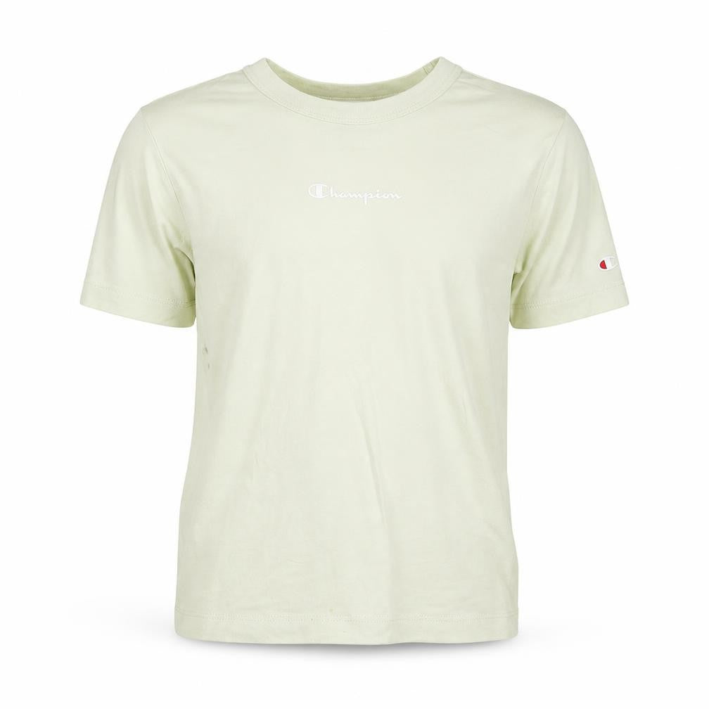 Front view of Champion boys’ ivory short sleeve basic t-shirt, size S