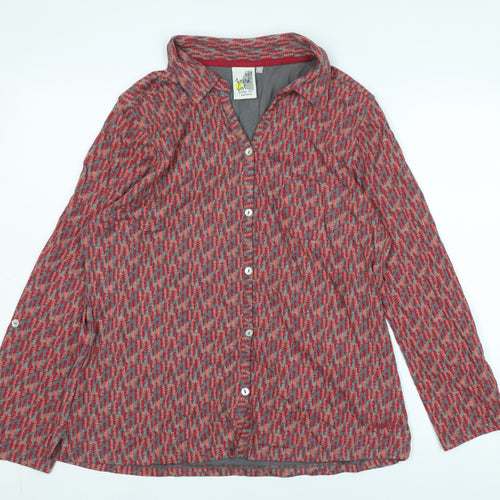 Weird Fish Women's Red Button-Up Geometric Shirt