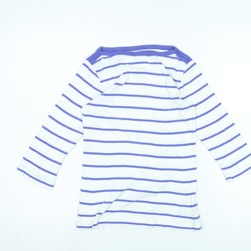 Gap Women's White Striped T-Shirt S Boat Neck