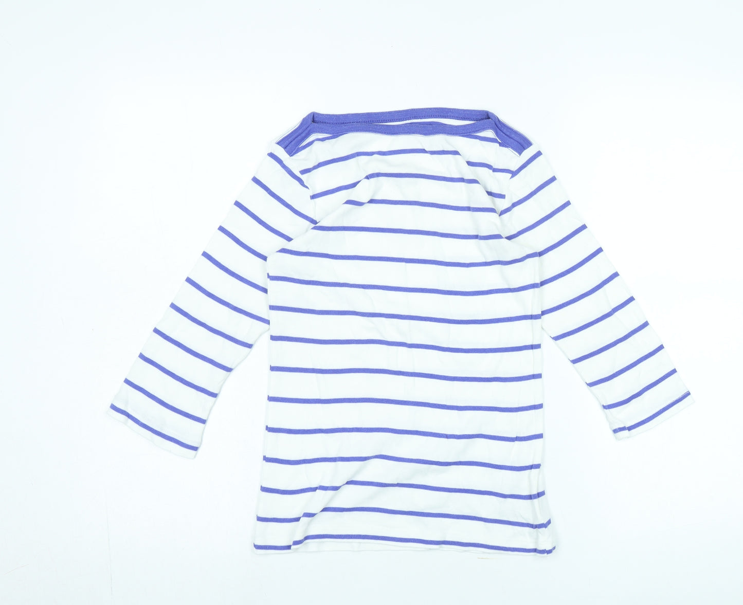 Gap Women's White Striped T-Shirt S Boat Neck