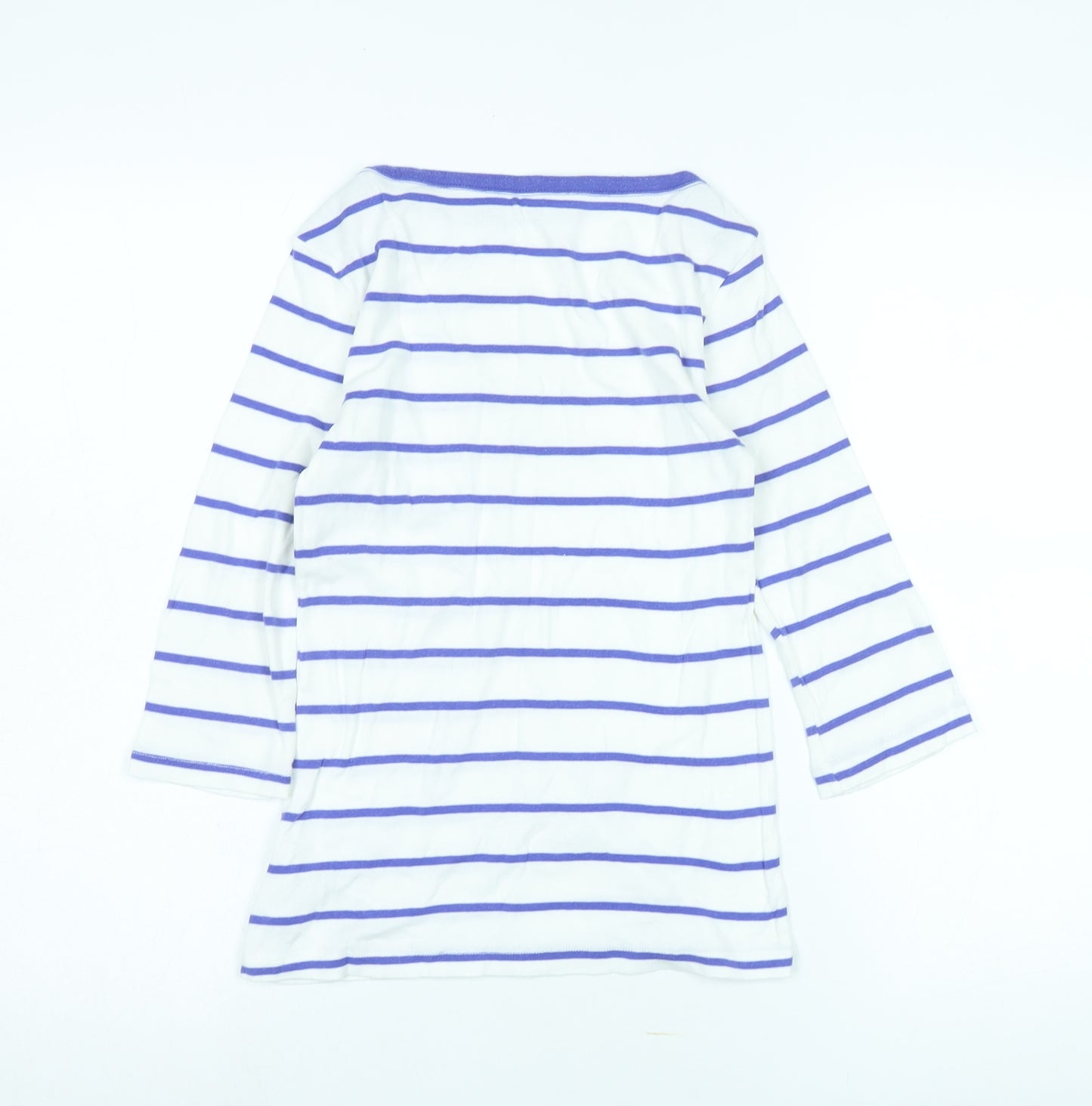 Gap Women's White Striped T-Shirt S Boat Neck