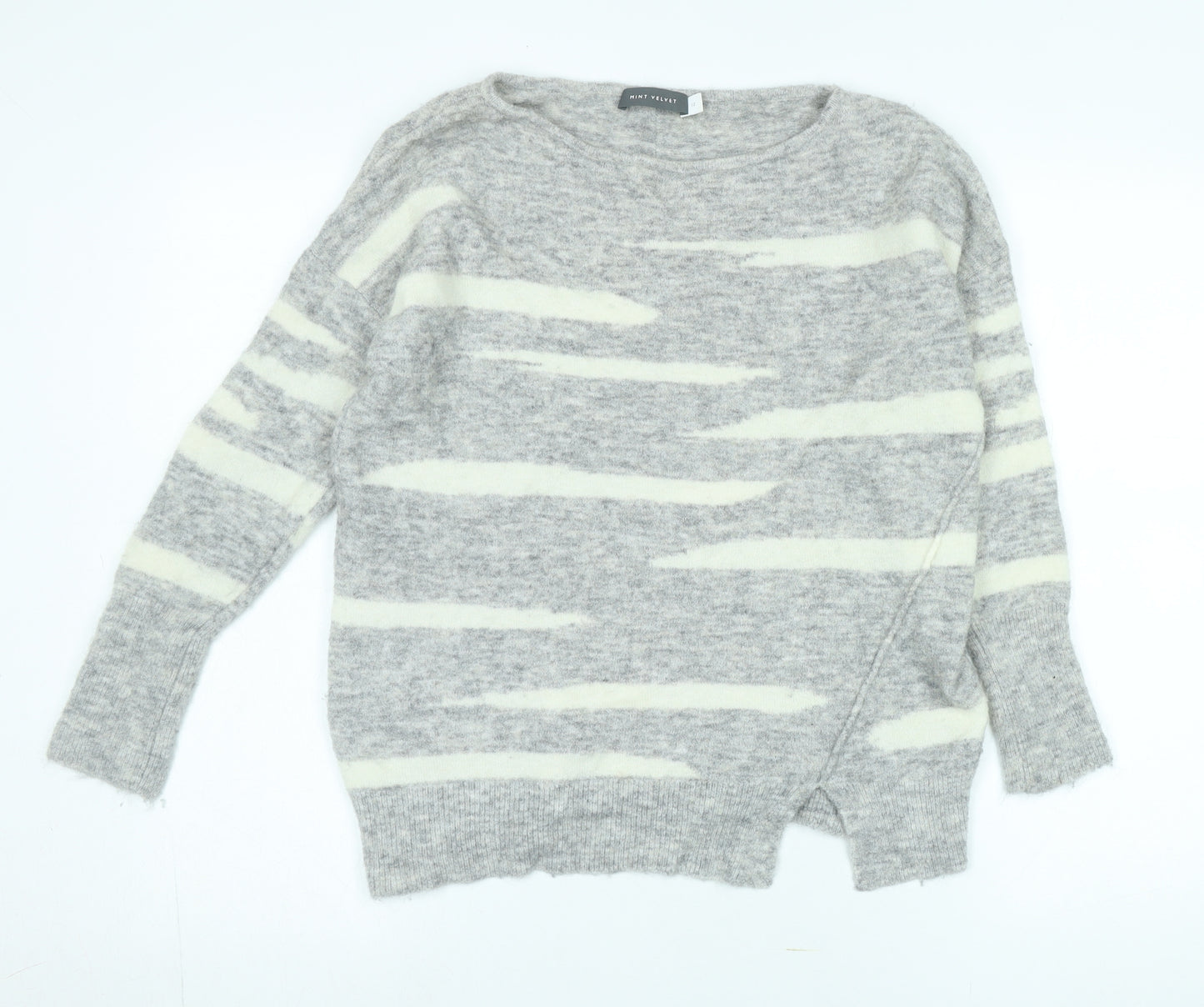 Mint Velvet Women's Grey Striped Pullover Jumper Size 12