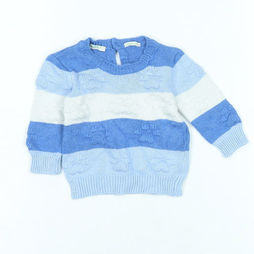 United Colors of Benetton Boys Blue Cable-Knit Jumper, 1-3 Months