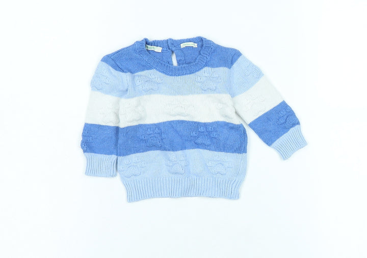 United Colors of Benetton Boys Blue Cable-Knit Jumper, 1-3 Months
