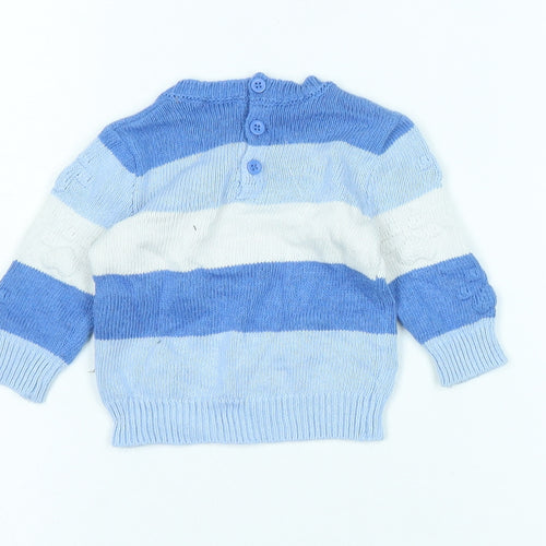 United Colors of Benetton Boys Blue Cable-Knit Jumper, 1-3 Months