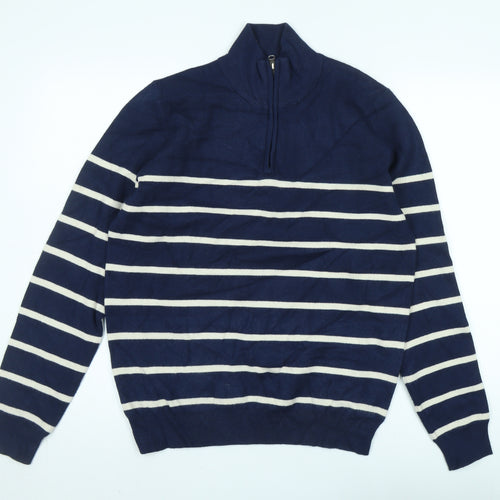 WEAR London Women's Blue Striped Full Zip Jumper M