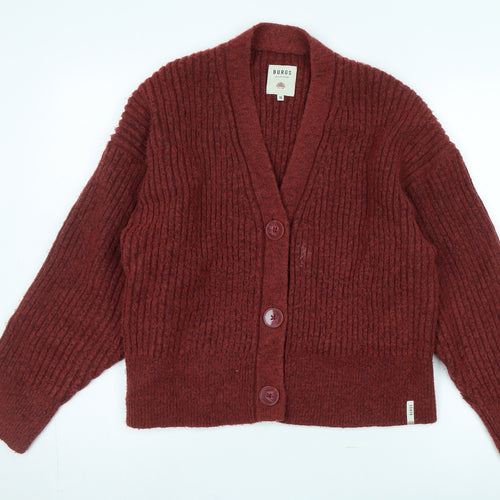 BURGS Women's Red Cardigan, Size 16, Chunky-Knit, Casual