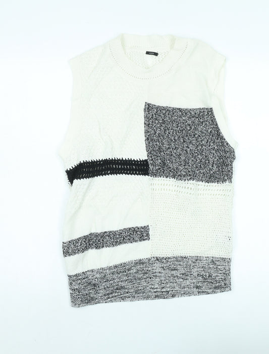 Joseph Women's White Vest L Cotton Open-Knit Jumper