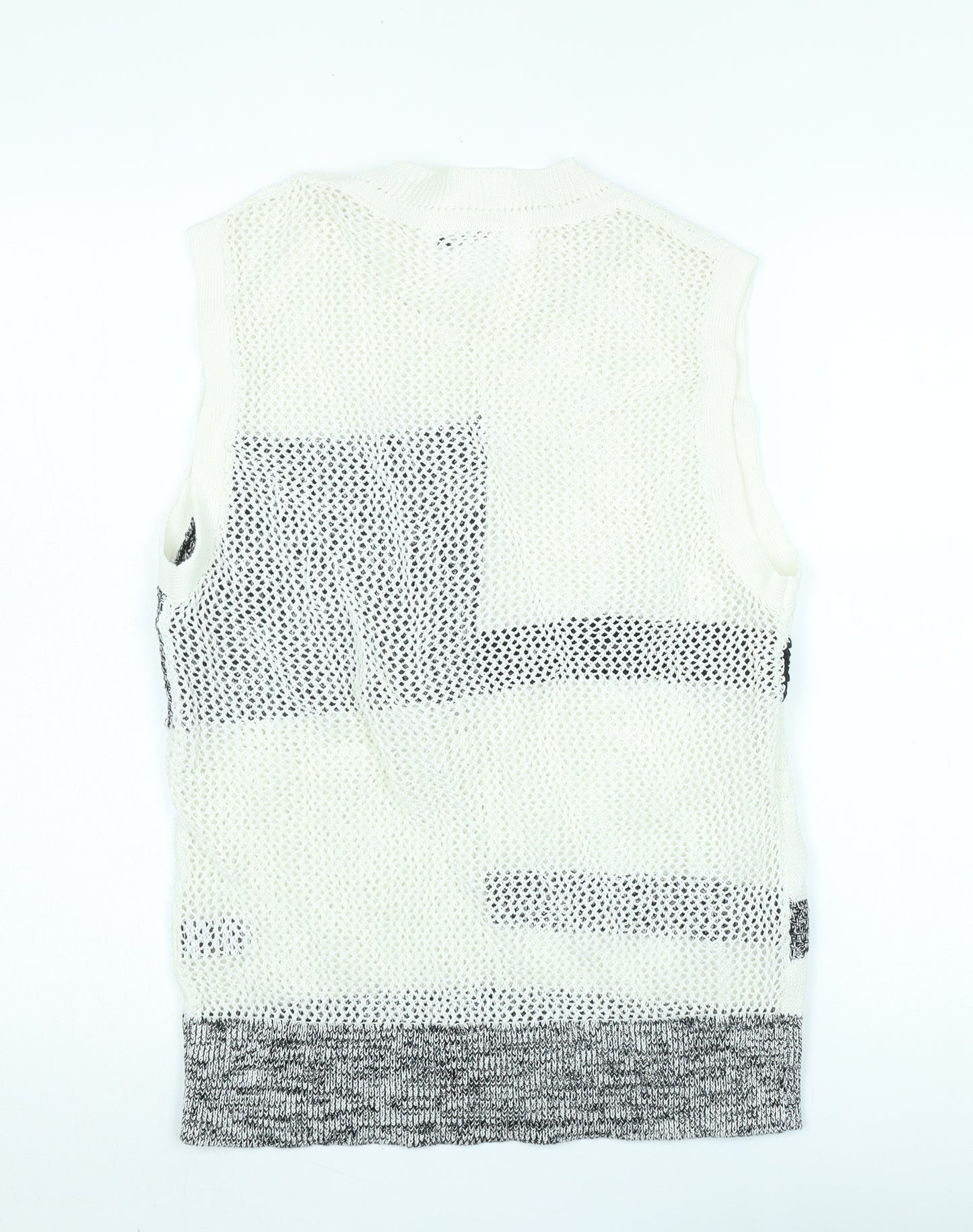 Joseph Women's White Vest L Cotton Open-Knit Jumper