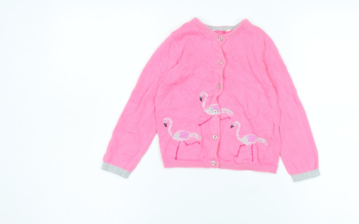 Joules Girls Pink Flamingo Cardigan, 3 Years, Cotton Blend
