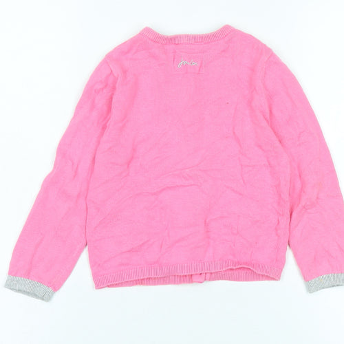 Joules Girls Pink Flamingo Cardigan, 3 Years, Cotton Blend