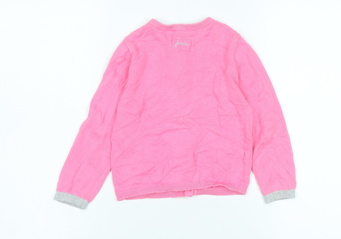 Joules Girls Pink Flamingo Cardigan, 3 Years, Cotton Blend
