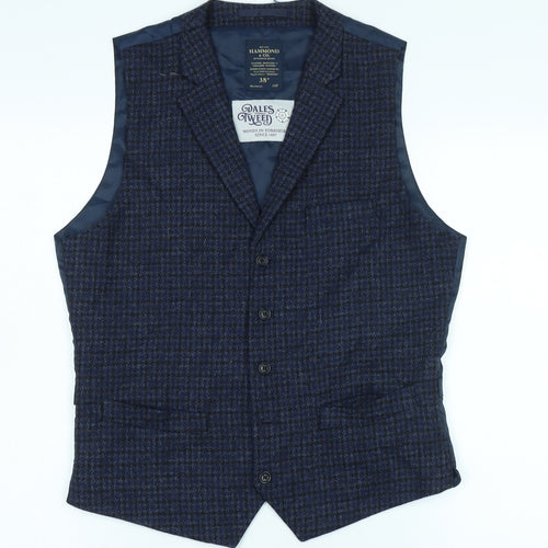 Hammond & Co Men's Blue Check Tweed Waistcoat 38R
