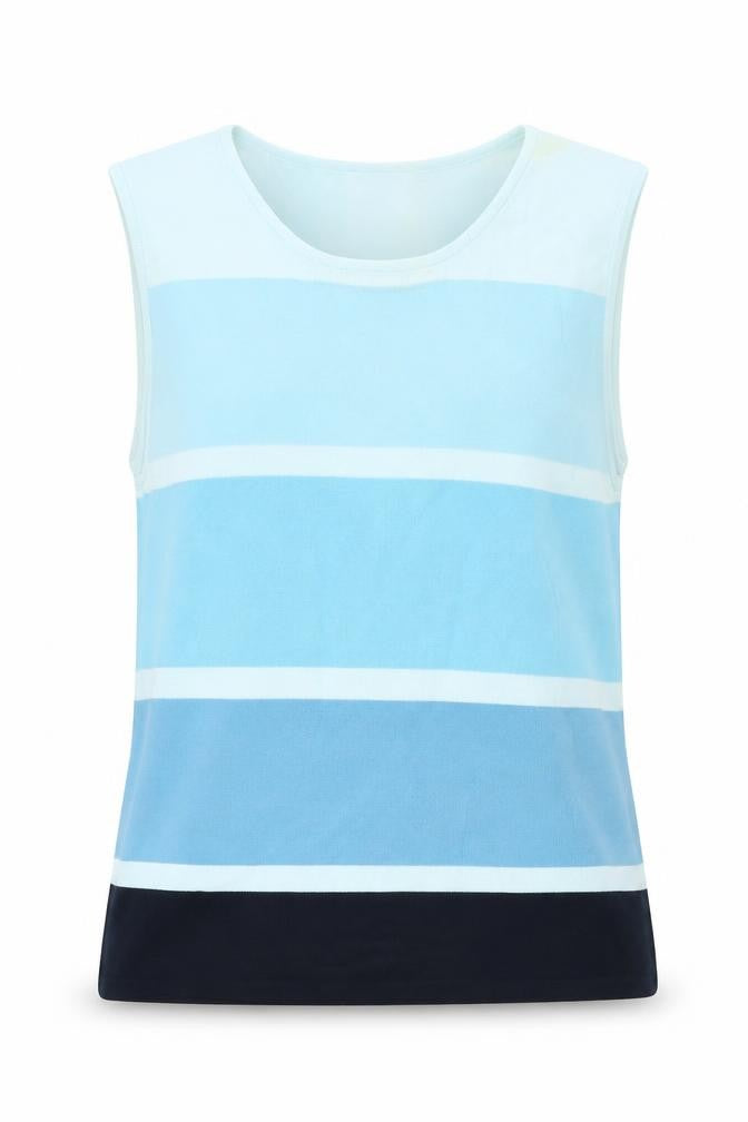 Front view of Gerry Weber Women's Blue Striped Vest, size 12