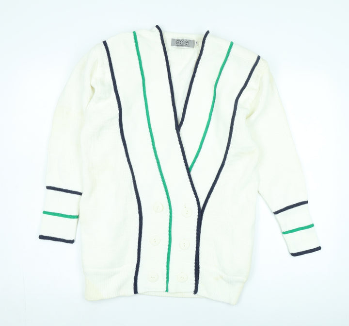 Excel Women's White Cardigan, Size S, V-Neck
