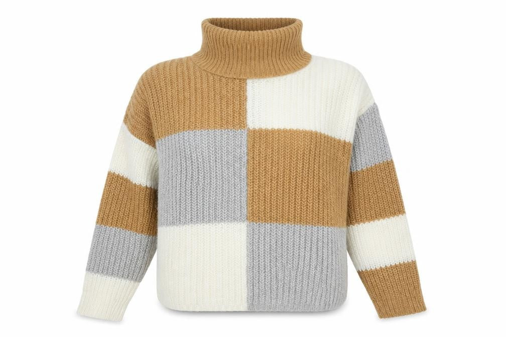 Front view of Brave Soul Women's Multicoloured Roll Neck Jumper