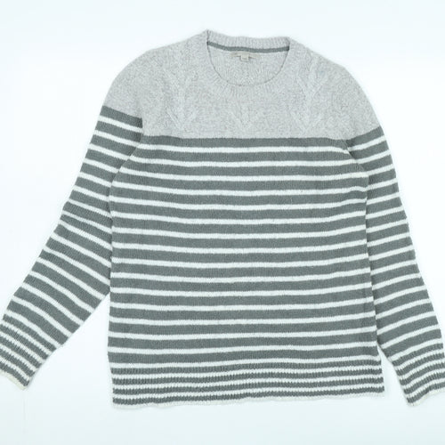 Gap Women’s Grey Striped Pullover Jumper M