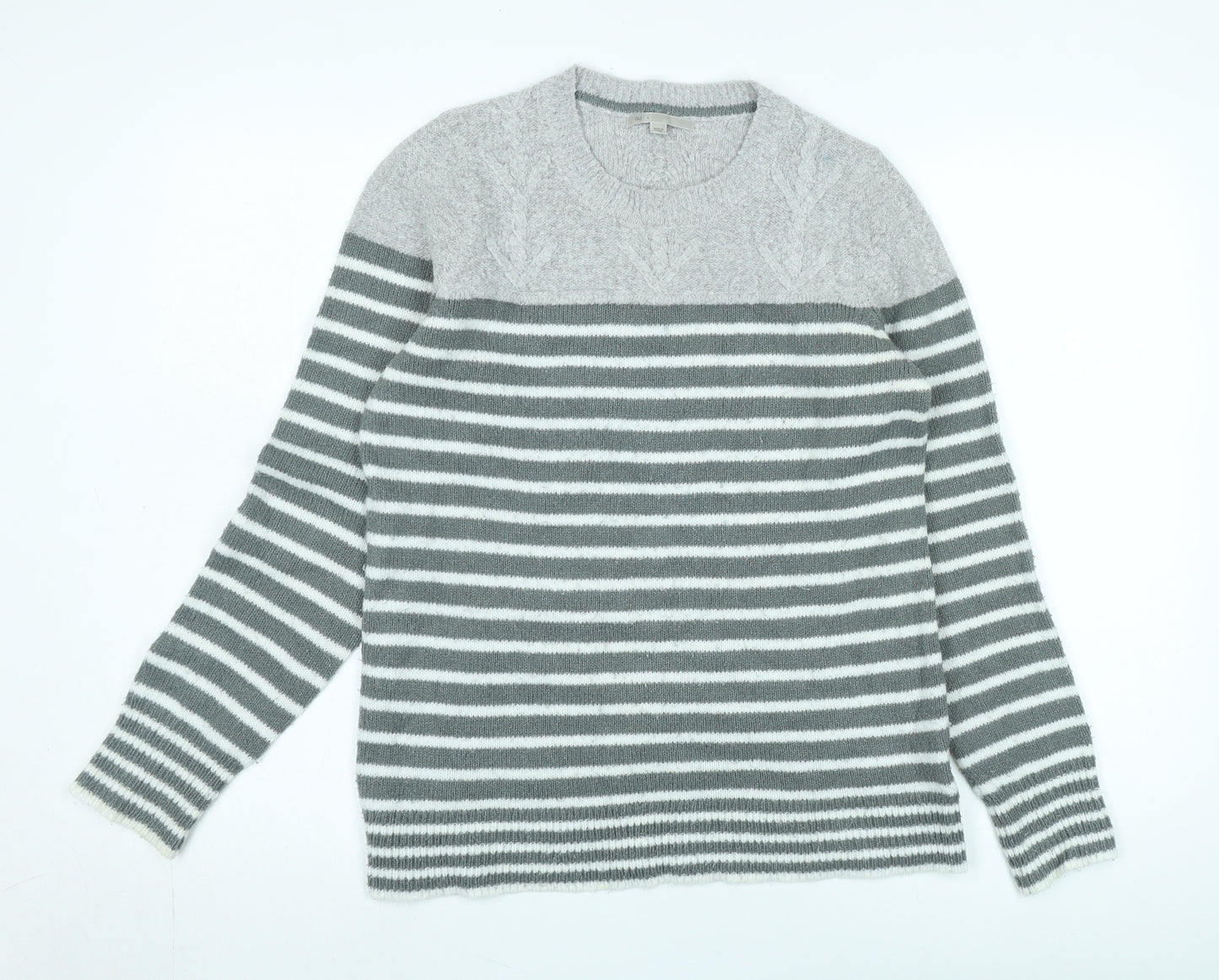 Gap Women’s Grey Striped Pullover Jumper M