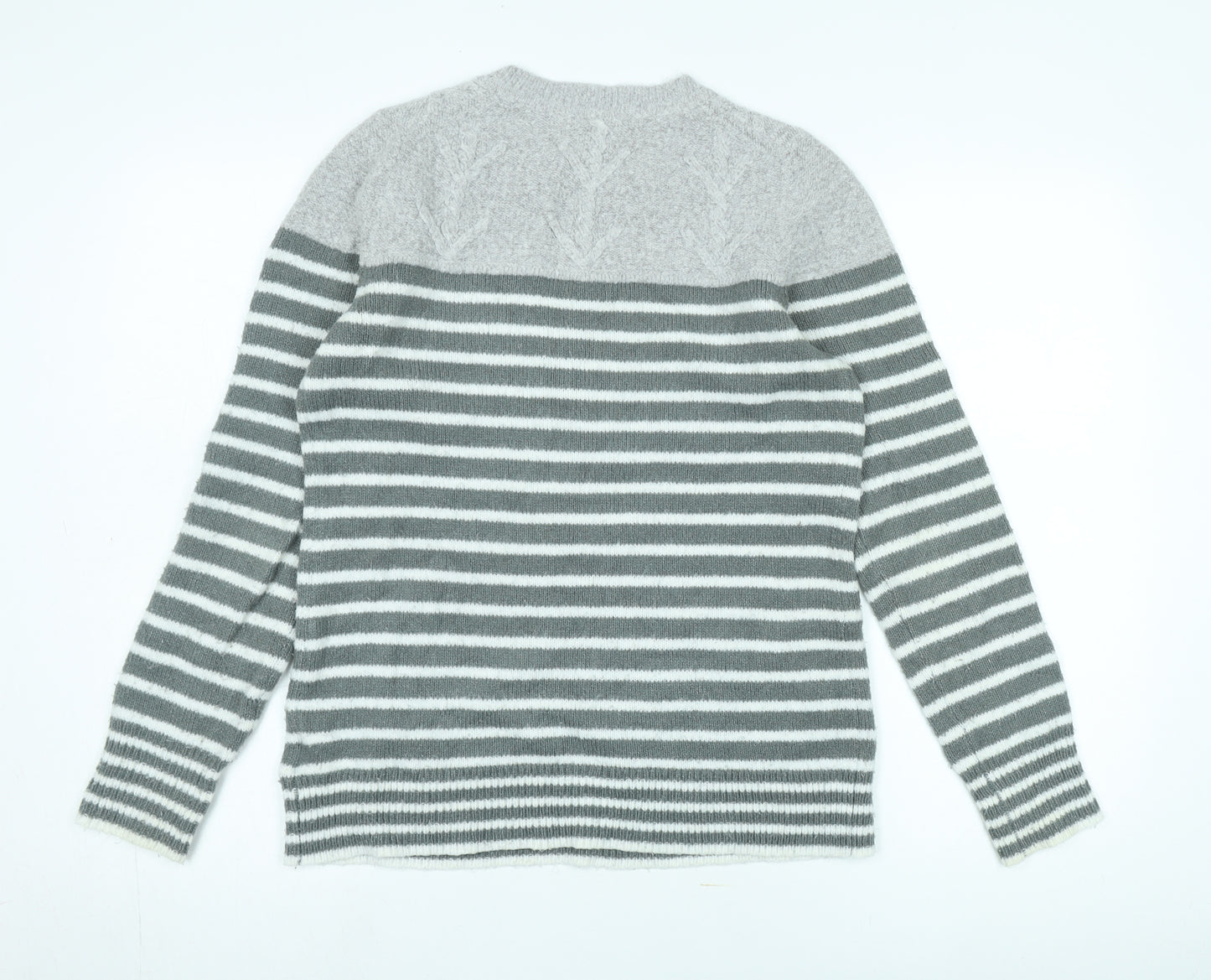 Gap Women’s Grey Striped Pullover Jumper M