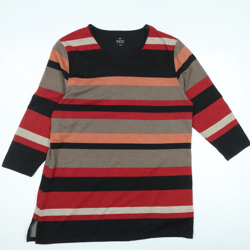 TIGI Women's Multicoloured Striped Pullover Jumper Size 14